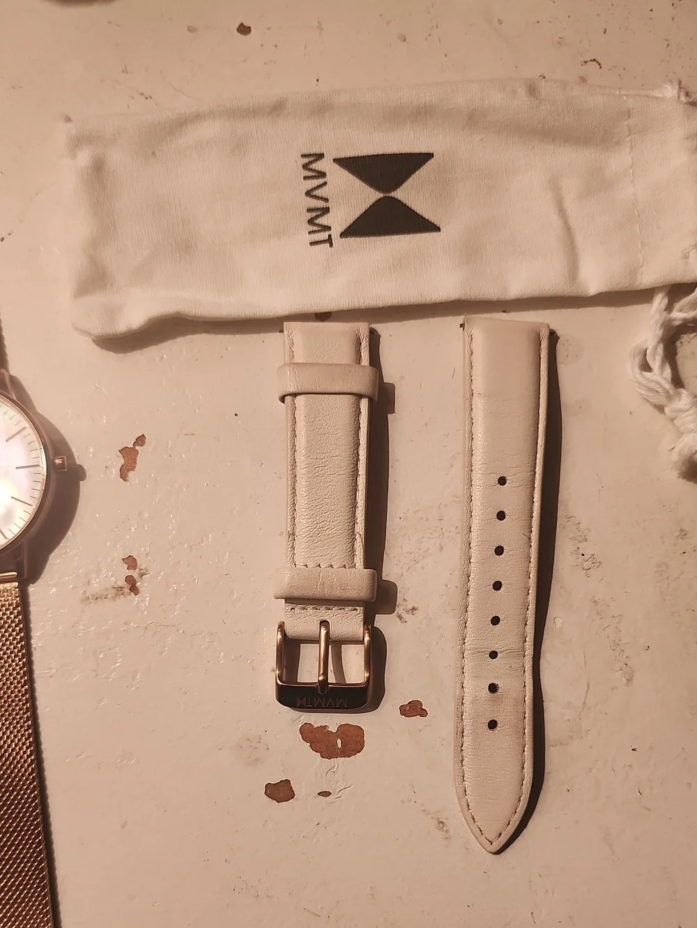 MVMT Rose Gold Mesh Watch with Mother-of-Pearl Dial